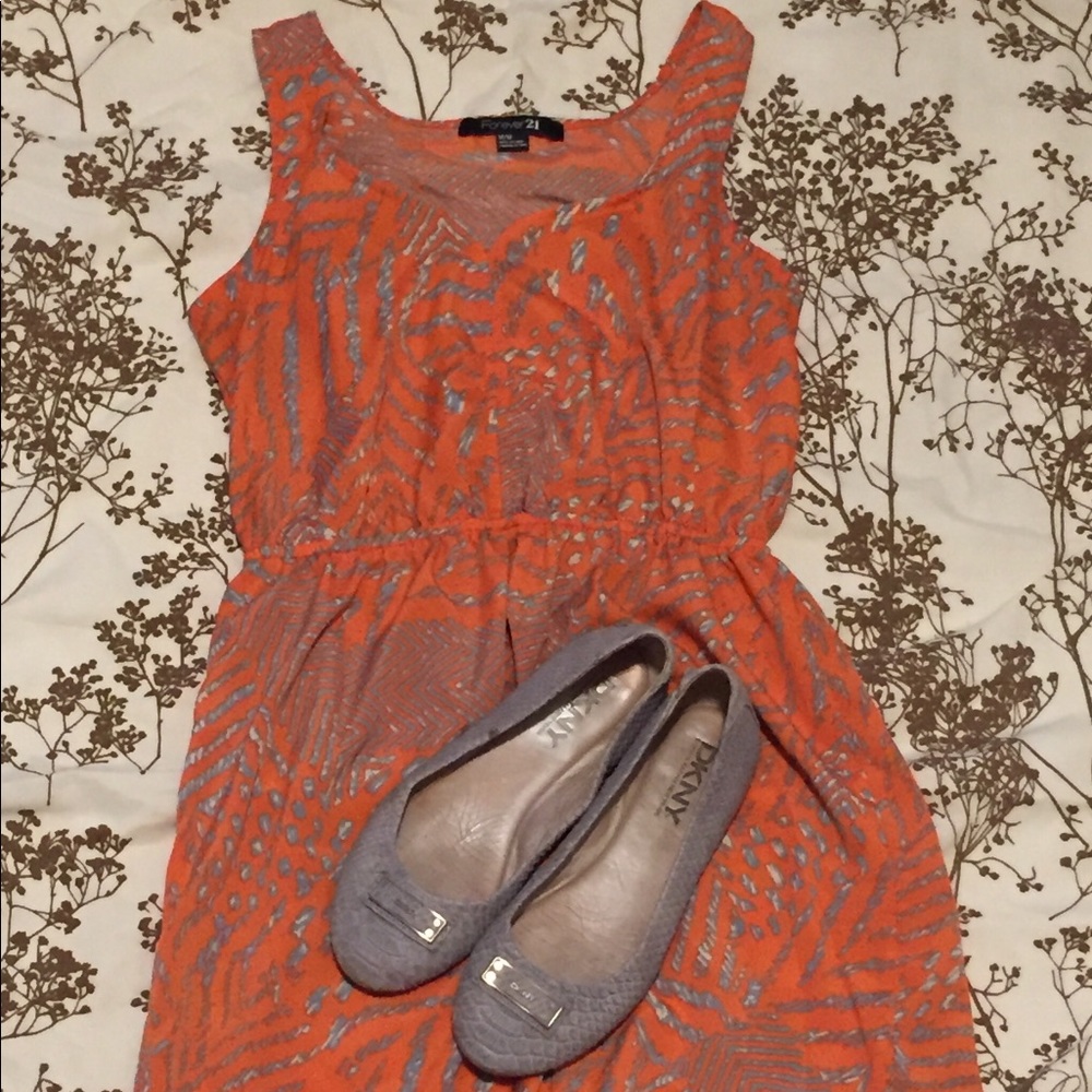 Orange abstract print dress
